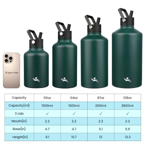 128 oz Insulated Stainless Steel Water Bottle Jug with Handle