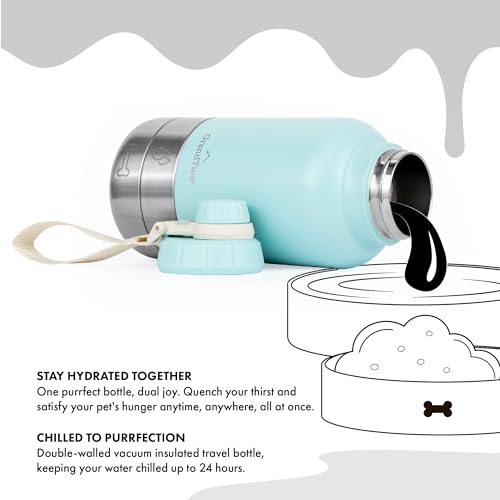 Insulated Portable Dog Water Bottle with 2 Detachable Water Bowl Dispenser