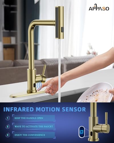 Gold Touchless Kitchen Faucet with Pull Down Sprayer