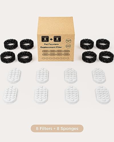 Official 8 Pack Replacement Filter Set for 108oz Cat Fountain