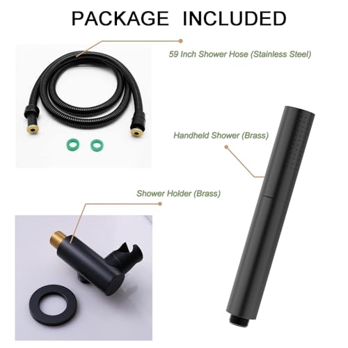 Black Shower Wand Brass Handheld Shower 7 Inch High Pressure Hand Held Shower Head High Flow Sprayer