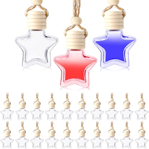 50 Pcs Hanging Car Air Freshener Car Diffuser Bottles Empty Glass Perfume Bottle Freshener Diffuser Bottle Pendant for Essential Oil Fragrance Aromatherapy Ornament (50 Count)