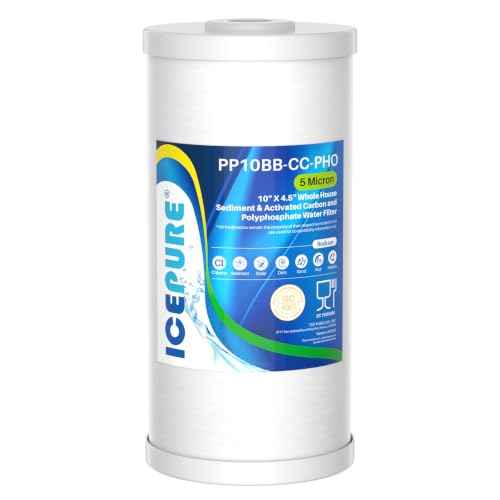 5 Micron 10" x 4.5" Whole House Sediment Activated Carbon and Anti Scale Water Filter Compatible with GE FXHTC