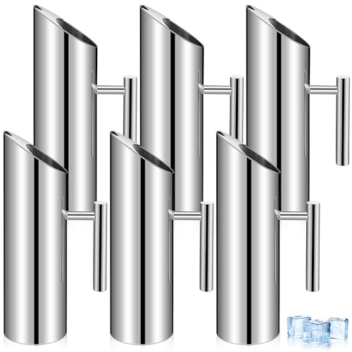 6 Pack 53oz 1.5l Stainless Steel Water Pitcher Modern Metal Pitcher with Ice Guard Silver Carafe Drink with Handle or Iced Hot Drink Tea Juice Coffee Beer (6 Count)