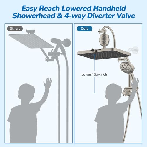 5 spray Dual Filtered Rainfall Shower Head with 10 Spray Handheld