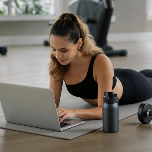 Insulated Water Bottle 12 oz with Dustproof Lid