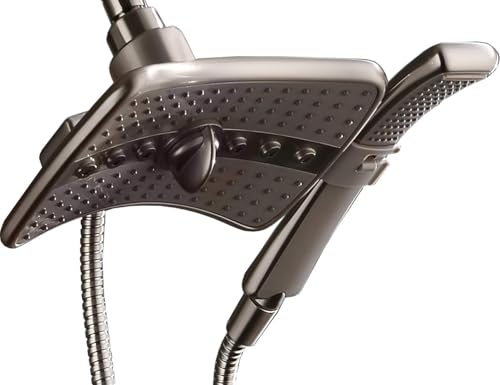 High Pressure Shower Head Combo with Two Spray Setting Fixed Shower Head and Two Spray Settings Handheld Shower Head with Grey Face