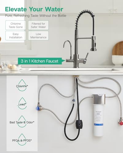 3 in 1 Kitchen Faucet with Pull Down Sprayer Black Stainless
