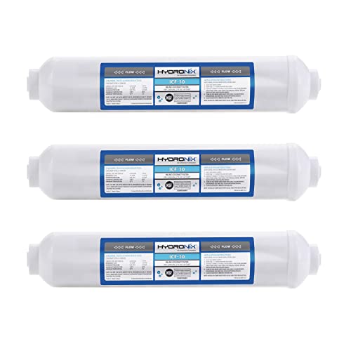 ICF 10 Inline Post Activated Carbon Water Filter Replacement Cartridge with 1 (3 Count)