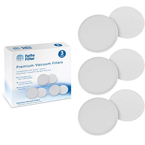 3 Pack of Foam & Felt Filter Kit Compatible with Shark Vertex DuoClean PowerFin Upright Vacuum Cleaners Models AZ2000