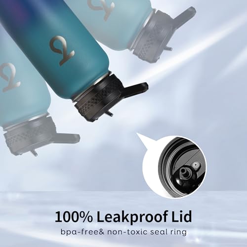 Insulated Water Bottle 32 oz with 3 Lids