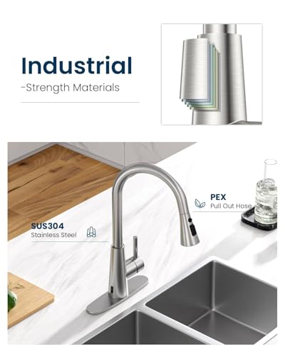 Touchless Kitchen Faucet with Soap Dispenser Brushed Nickel