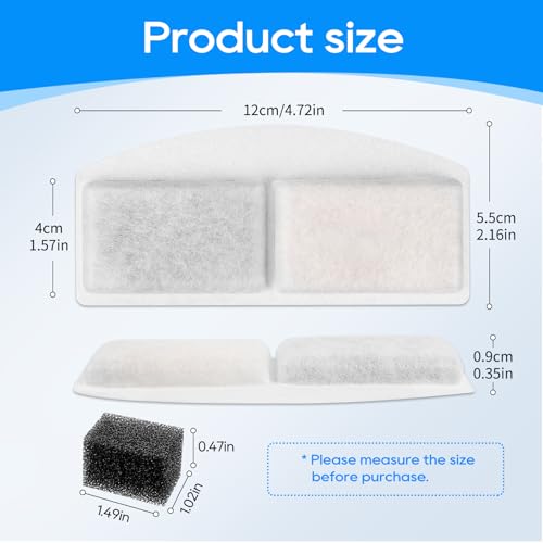 12+12 PACK Cat Water Fountain Filters for 100oz (24 Count)