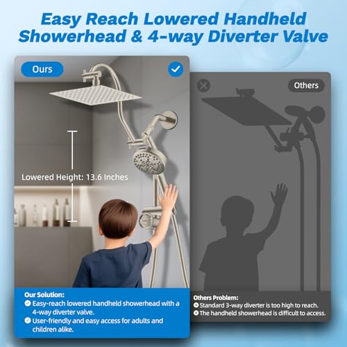 High Pressue All Metal 8" Rainfall Shower Head