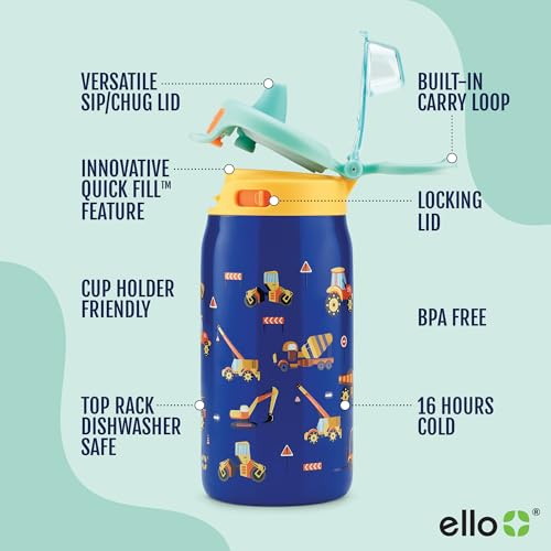 Kids Pop & Fill 12oz Toddler Water Bottle with Quick Fill Lid