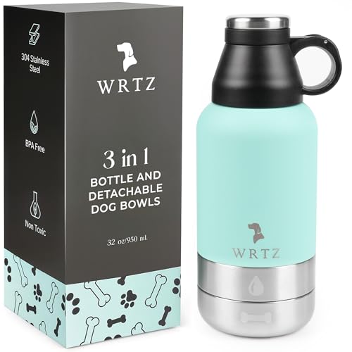 Portable Dog Water Bottle with 2 Removable Water Bowls for Dogs