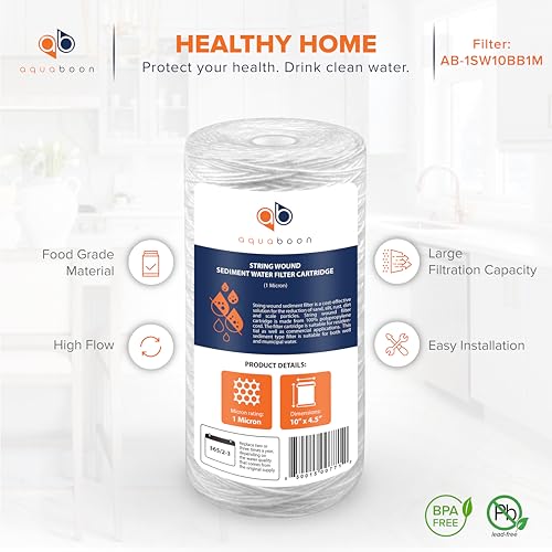 1 Micron String Wound Water Filter 10x4.5 Replacement (4 Count)