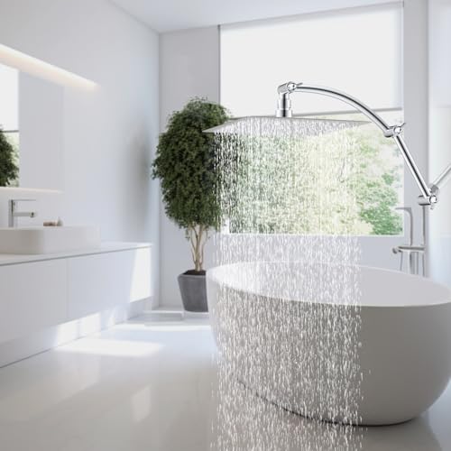 All Metal 12'' Rain Shower Head with 16'' Extension Arm
