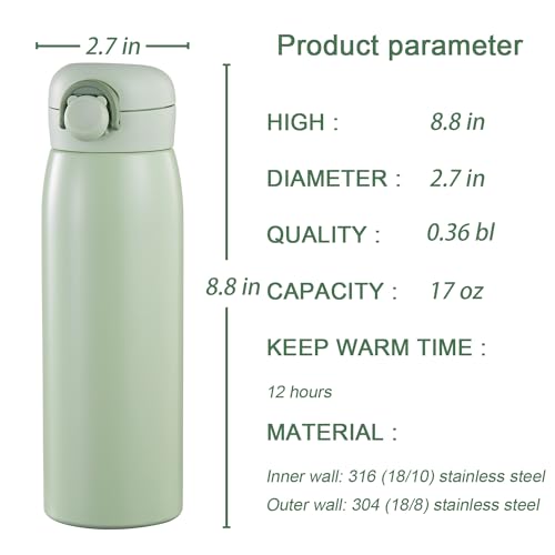 17 oz Mini Water Bottle Small Stainless Steel Thermoses