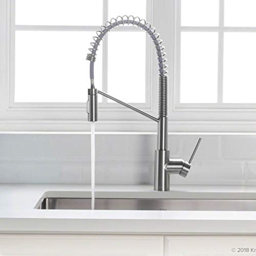 Oletto Commercial Style Single Handle Pull Down Kitchen Faucet with QuickDock Top Mount Installation Assembly in Chrome