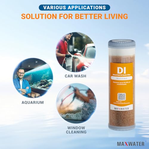 2 Pack Refillable Mixed Bed DI Resin Filter Cartridge Fits wide style 3.15" openings standard 10" size WH Filter Housings and Systems