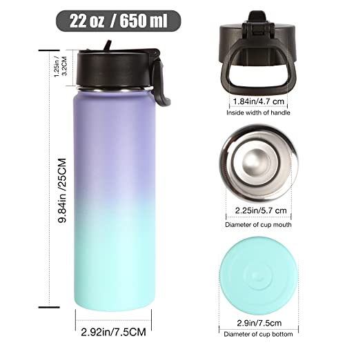 Insulated Water Bottles with Straw Bulk 4 Pack (4 Count)