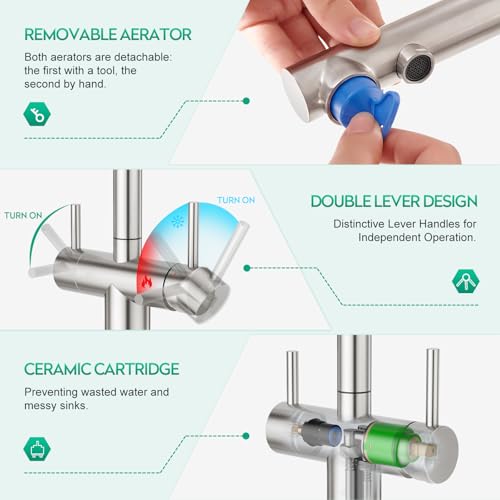 3 Way Kitchen Faucet with Pull Down Sprayer Built