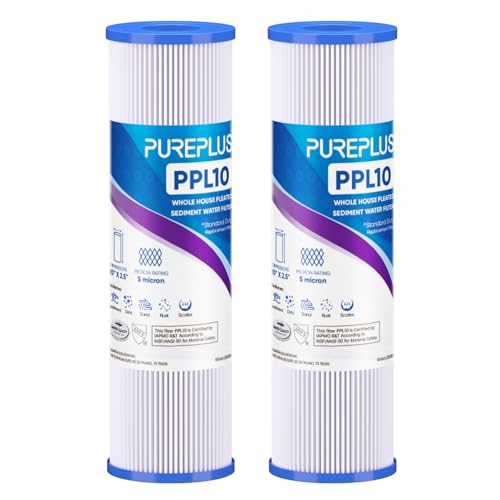5 Micron 10"x2.5" Whole House Pleated Sediment Filter for Well Water (2 Count)