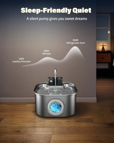 3.2L 108oz Wireless Stainless Steel Cat Water Fountain