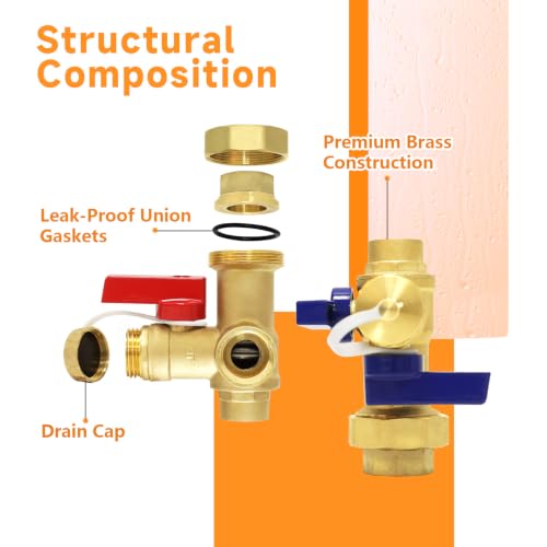 1PC HeSun 3 4" Copper IPS Isolator Tankless Water Heater Service Valve Kit