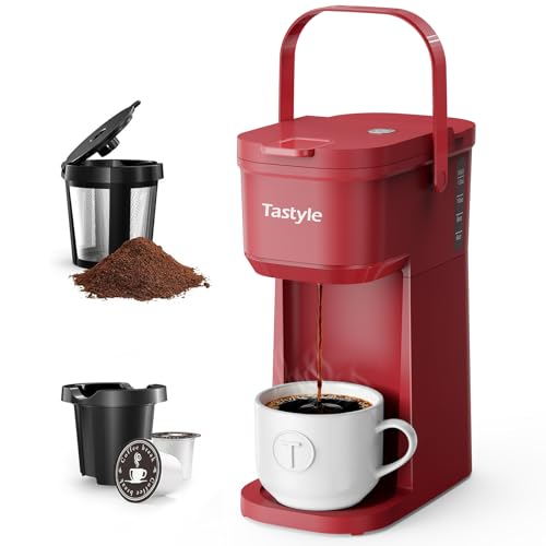Mini Single Serve Coffee Maker for K Cups and Grounds with Handle