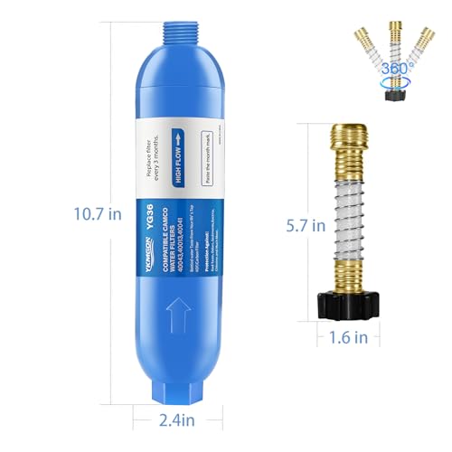 RV Inline Marine Water Filter With Flexible Hose Protector (3 Count)