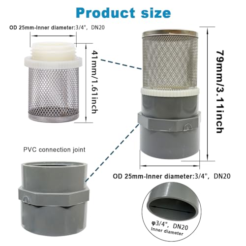 DN20 inch Stainless Steel Filter Cover Connected to 3