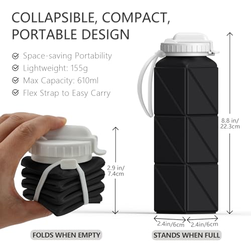 Collapsible Water Bottles with Straw 21 oz (2 Count)