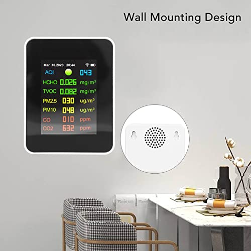 Multifunction Air Quality Tester Color Screen Indoor Pollution Sensor Formaldehyde and PM2.5 Detector for Home Office