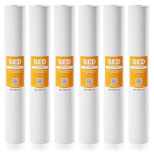 5 Micron 20 x 2.5 Sediment Water Filter Cartridge Replacement Polypropylene Cartridge for Whole House Water Filtration (6 Count)