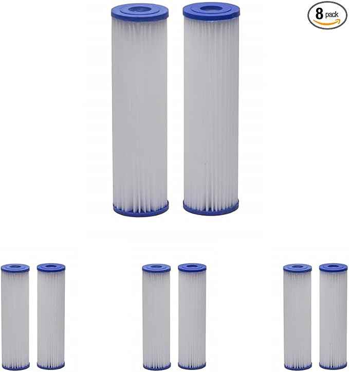 EcoPure EPW2P Pleated Universal Whole Home Water Filter, Fits Standard Capacity Systems, NSF Certified, 30 Micron Reduces Sediment, Sand, Dirt & Rust – 3-Month Life per Filter, 2 Count (Pack of 4)