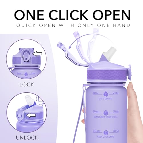Plastic Water Bottle With Straw & Time Marker