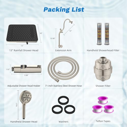5 spray Dual Filtered Rainfall Shower Head with 10 Spray Handheld