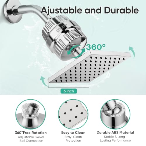 High Pressure Filtered Shower Head with Filters for Hard Water Combo