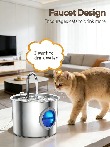 Cat Water Fountain Advanced 304 Stainless Steel 2.2L (74.39 Ounce)
