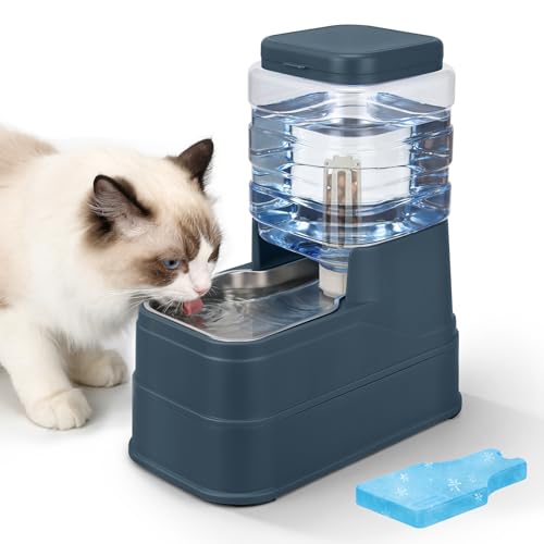 Automatic Cat Water Dispenser Gravity Stainless Steel Water Feeder Dog Waterer Feeder with Wide Mouth Bowl for Small Medium Dog Puppy Kitten