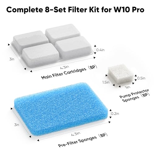8 Pack Dog Water Fountain Filter Replacement Fit for Sharlovy W10 Pro