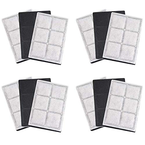 Water Fountain Filters Compatible Replacement for Drinkwell Platium Pet Dog Cat Fountain Premium Charcoal Filters 12 Pack (12 Count)