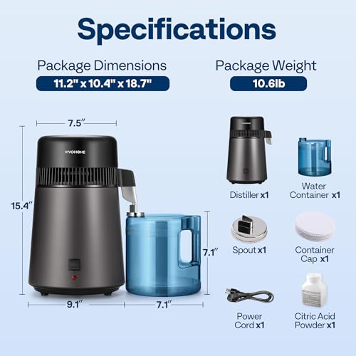 1.1 Gallon 4L 750W Water Distiller Countertop
