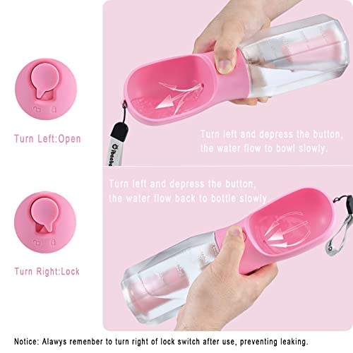 Dog Water Bottle with Food Container & Poop Bag Holder & Filter