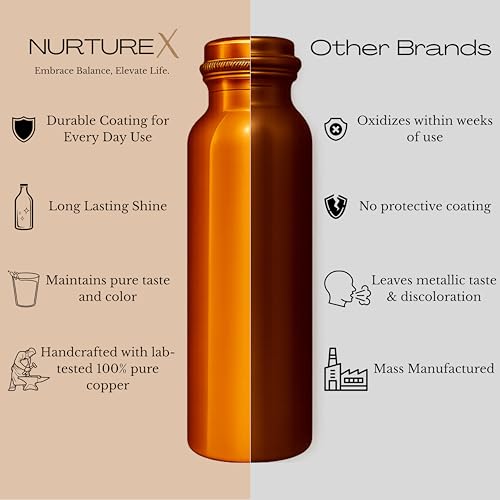 Pure Copper Water Bottle for Drinking 1 L