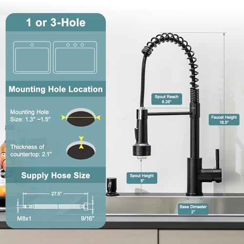 Led Black Kitchen Faucet with Soap Dispenser