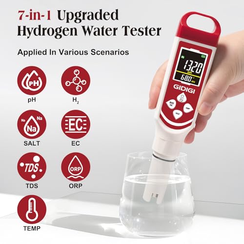 7-in-1 Pool pH Salt Tester H2/ORP/pH/TDS/EC/Saltwater Quality Meter