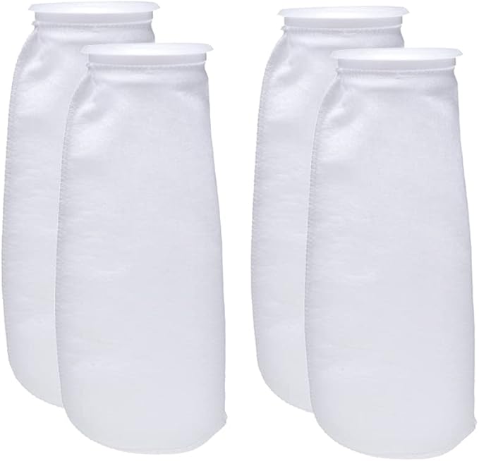 ALEGI Aquarium Filter Socks 4 inch by 14 Inch Long, 200 Micron - 4 Inch Ring Aquarium Felt Filter Bags - 4Pack - AquaVibe